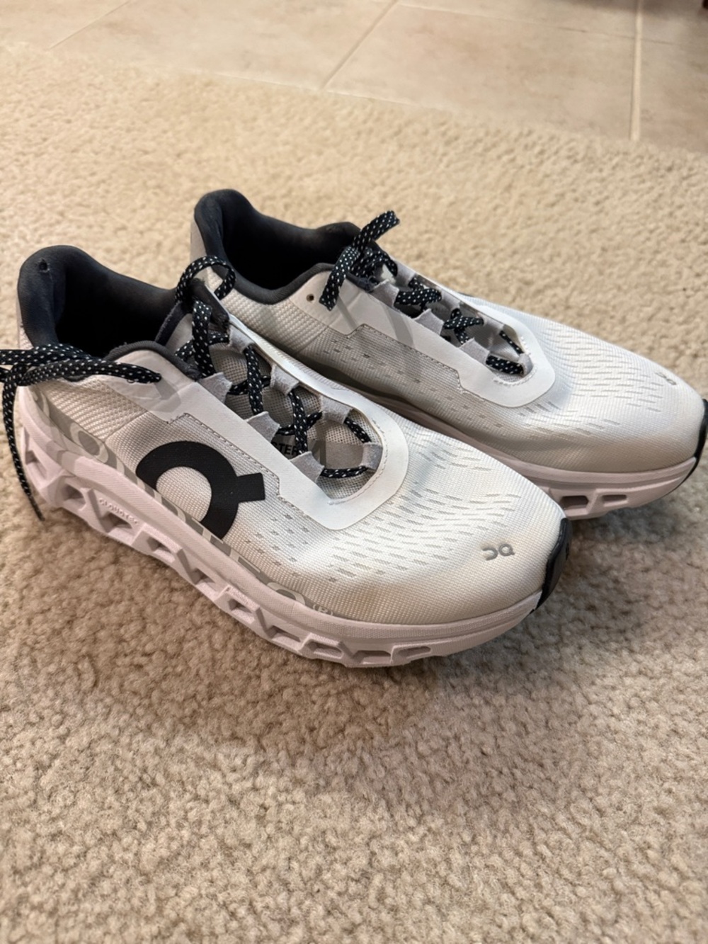 On Running Cloudmonster White Black Running Shoes 7.5